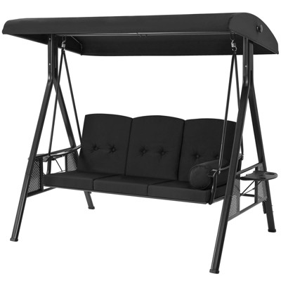 Anybear 3-person black swing chair outdoor
