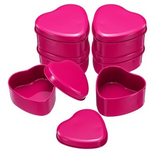 Unique Bargains Heart-Shaped Tinplate Candy Candle Cookie Storage Boxes with Lid 6 Pcs - 1 of 4