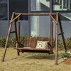 2-Seat Wooden Swing Bench, Ergonomic Design, 'A' Frame Construction, Stable and Non-Slip, Solid Wood Frame Log Garden Swing, for Outdoor and Indoor - 2 of 4