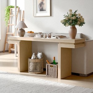 Mshliw 66'' Extra Wide Console Table with Real Wood Veneer, Dining Table, Minimalist Sofa Table for Entryway, Hallway, Living Room - 1 of 4