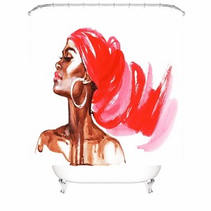 Woman Wearing A Red Headscarf Shower Curtains for Bathroom Waterproof Fabric Bath Curtain Durable Soft Stylish Bathroom Decor 72x72 Inch - 1 of 1