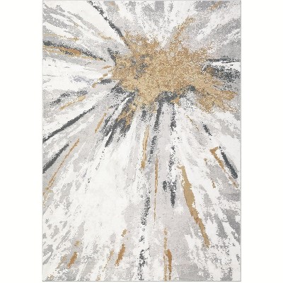 Abstract Washable Area Rug, Modern Low Pile Carpet, Non-Slip, Soft Distressed Neutral Rug for Living Room Bedroom Office Nursery