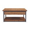 Claremont Rustic Wood Coffee Table with Low Shelf Dark Brown - Alaterre Furniture - 3 of 4