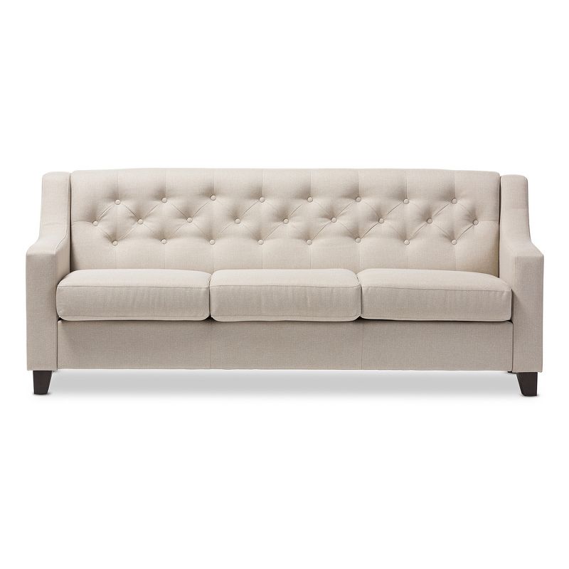 Arcadia Modern and Contemporary Fabric Upholstered Button Tufted Living Room 3 Seater Sofa - Baxton Studio, 3 of 6