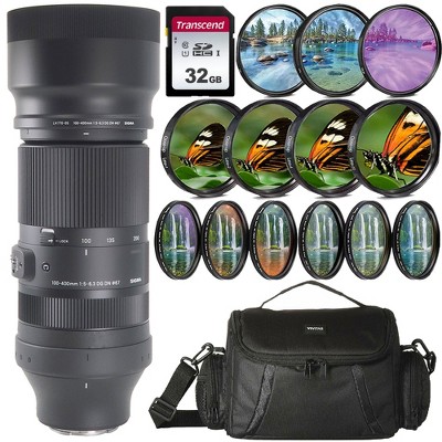 Sigma 100-400mm f/5-6.3 DG DN OS Contemporary Lens for Sony E-mount with Transcend 32GB SDXC/SDHC Memory Card Bundle