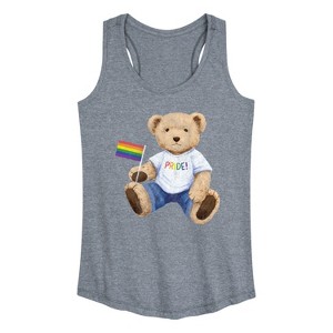 Women's - Instant Message - Pride Teddy Bear Graphic Racerback Tank - 1 of 4