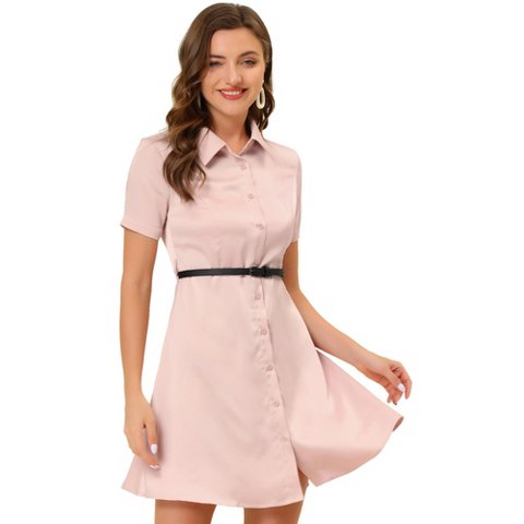 Женские платья INSPIRE CHIC Women's Point Collar Short Sleeve Dresses Pink X-Large