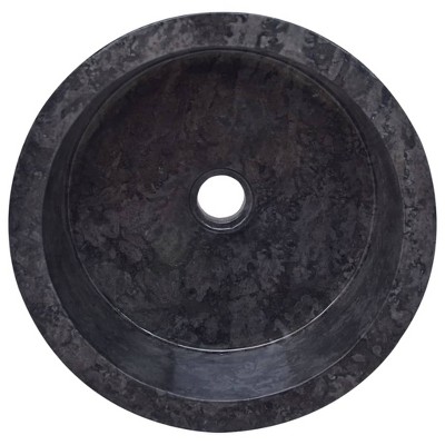 Black Marble Above-Counter Round Sink 15.7"