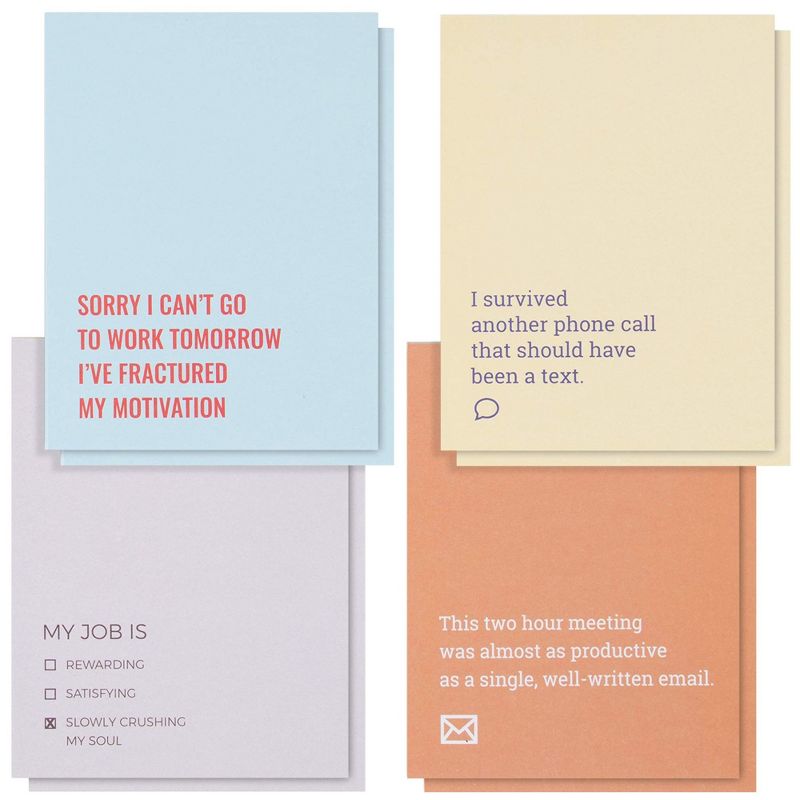 Paper Junkie 8 Pack Sarcastic Notepads for Office Funny Work Gifts, Office Novelty Note Pads, Funny Notepads for Coworker, 4 Designs, 4.25 x 5.5 In, 1 of 8