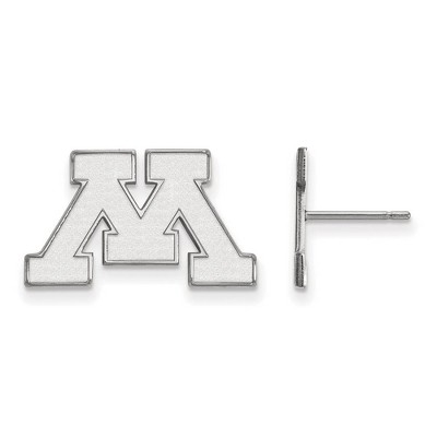Black Bow Jewelry 14k White Gold Minnesota Golden Gophers NCAA Post Earrings