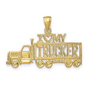 Black Bow Jewelry 14k Yellow Gold I Heart My Trucker Semi Truck Pendant - 1 of 4