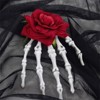 Clotth Halloween Rose Hands Hair Clips - Dual Use as Hair Clip and Brooch, Halloween Accessory, Plastic Decoration - Red Flower - 4 of 4