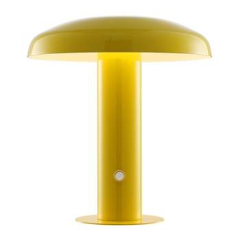 11" Suillius Contemporary Bohemian Rechargeable/Cordless Iron LED Mushroom Table Lamp Yellow - JONATHAN Y