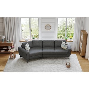 VASIP 111" 3-Seater Curved Upholstered Sofa Plush Fabric with Two Printed Pillows,for Living Room,Apartment,Beige - 1 of 4