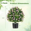 Costway 2 Pack Artificial Boxwood Topiary Ball Tree Faux Shrub Bushes with Flowers White/Purple - 3 of 4