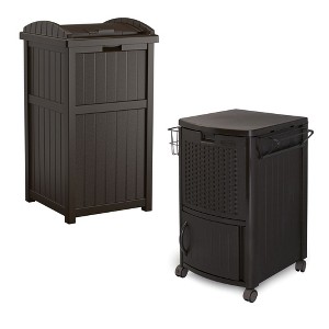 Patio Garbage Waste Trash Can Bundled w/ Patio Cooler w/ Cabinet & Wire Basket - 1 of 4