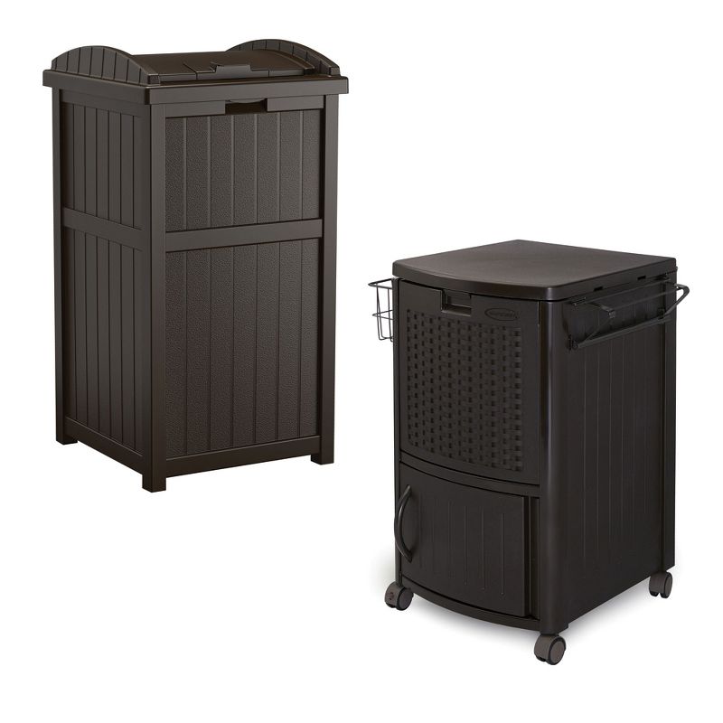 Patio Garbage Waste Trash Can Bundled w/ Patio Cooler w/ Cabinet & Wire Basket, 1 of 7