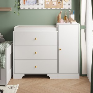 FUFU&GAGA Baby Changing Table Organiser Large Operating Table Edge Protection Safety White - 1 of 4