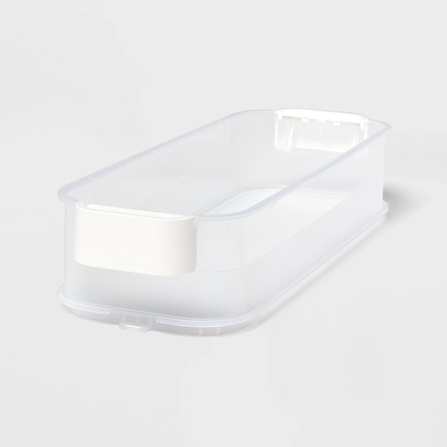 Click in Place 3qt Clear Shallow Slim Plastic Storage Bin with White Latch for Home and Office Organization - Brightroom™