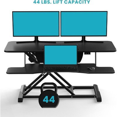 Black Electric Height Adjustable Standing Desk Converter with Keyboard Tray