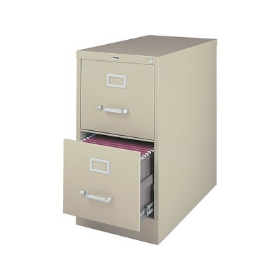 MyOfficeInnovations 2-Drawer Vertical File Cabinet Locking Letter Putty/Beige 26.5"D 470381