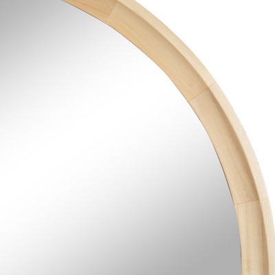 Hatherleigh 34-Inch Round Natural Wood Bathroom Vanity Mirror