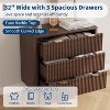 32" Fluted Nightstand Pair w/Gold Handles – Modern Curved 3-Drawer End Tables for Bedroom, Living Room & Hallway - 3 of 4