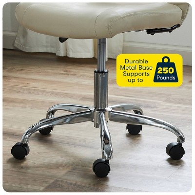 Cream Faux Leather and Mesh Swivel Ergonomic Task Chair