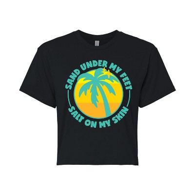 Women's - Instant Message - Sand Under My Feet Cropped Graphic T-Shirt