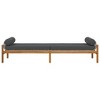 vidaXL Patio Bench with Cushion Gray Poly Rattan Acacia - 4 of 4