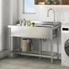 TROPOW Silver Stainless Steel Utility Sink – Freestanding Single Bowl with Pull-Out Faucet for Kitchen/Laundry/Garage - 2 of 4