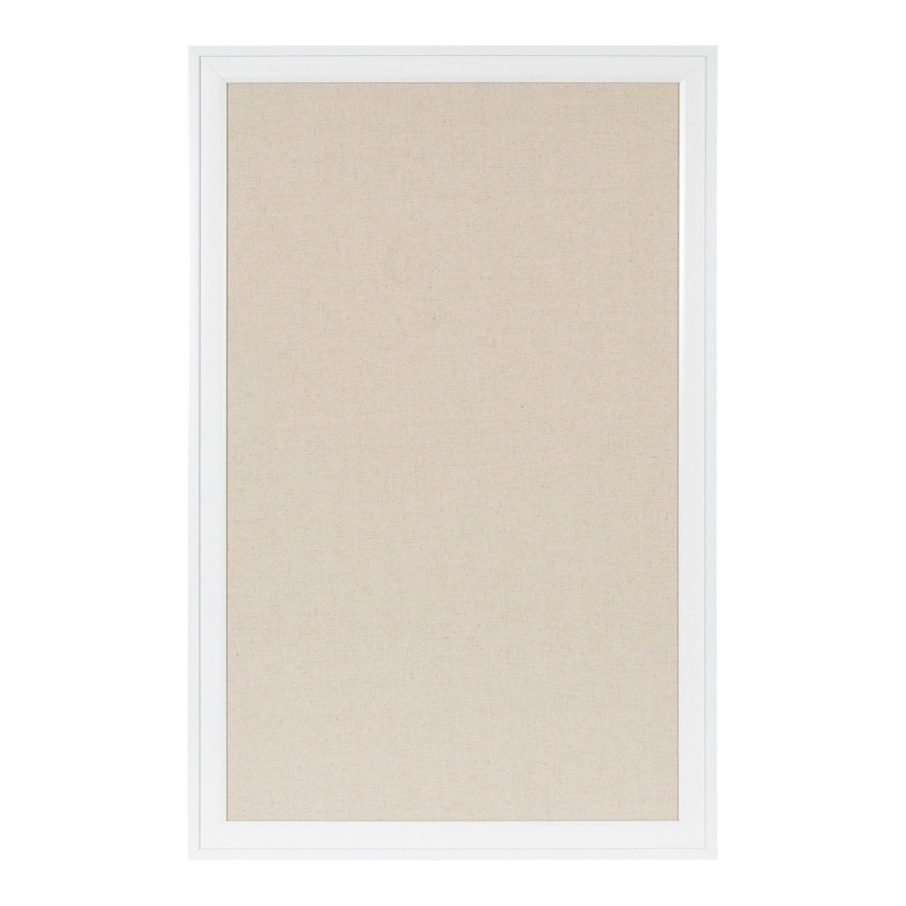 Photos - Dry Erase Board / Flipchart 27.5" x 43.5" Bosc Framed Linen Fabric Pinboard White - DesignOvation