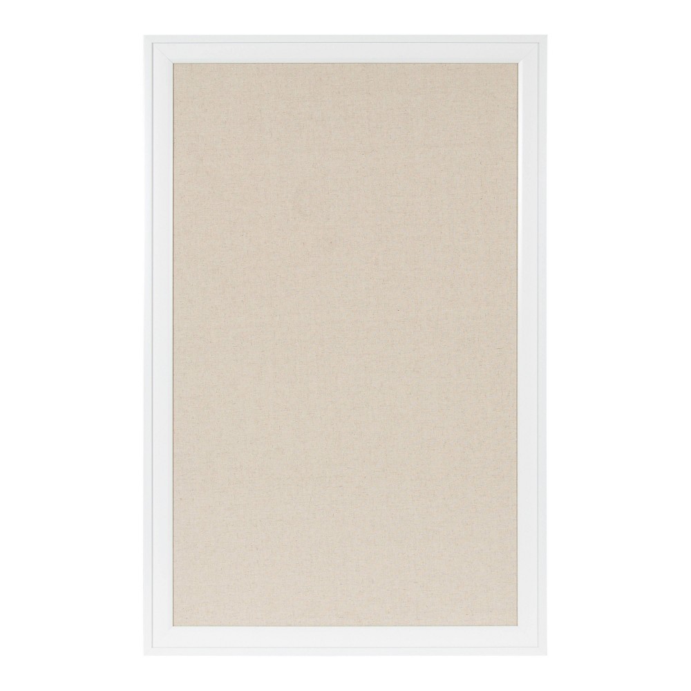 27.5" x 43.5" Bosc Framed Linen Fabric Pinboard White - DesignOvation: Wall Mount, Memo Board
