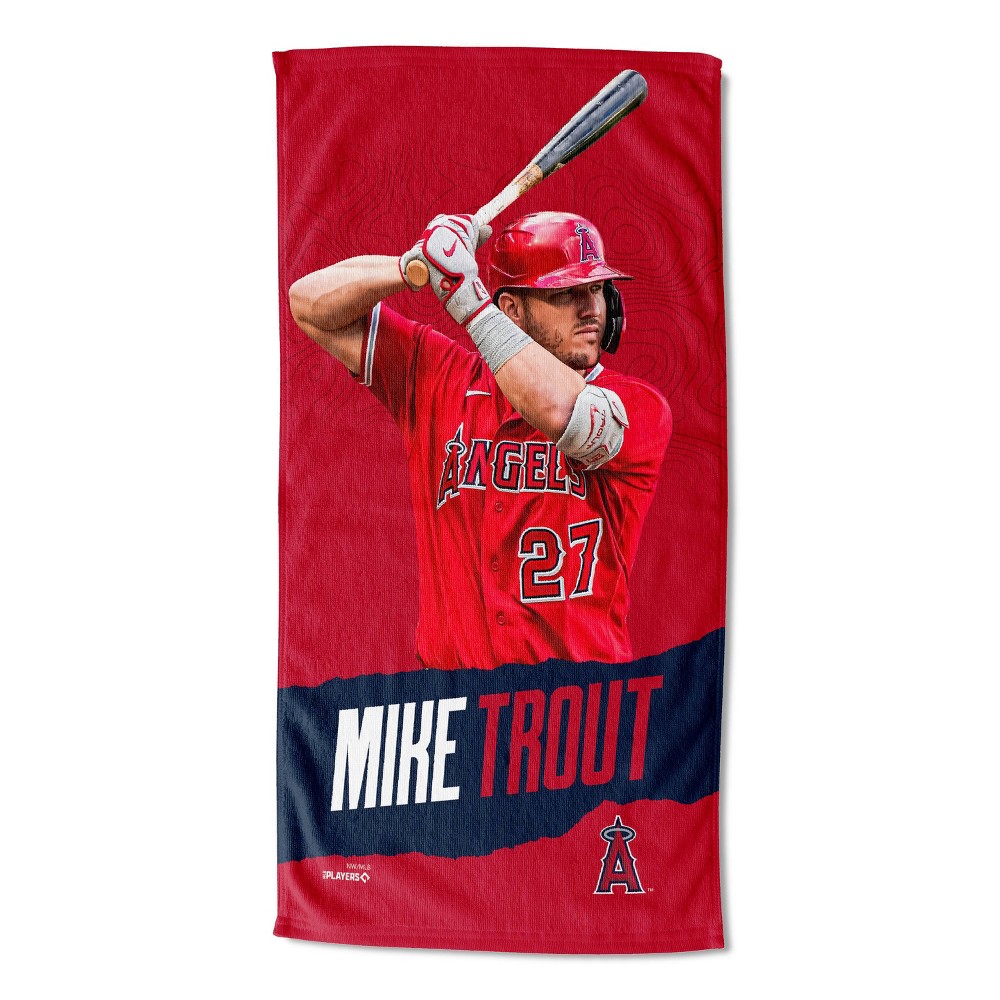 Photos - Towel MLB 30"x60"  Los Angeles Angels 23 Mike Trout Player Printed Beach  