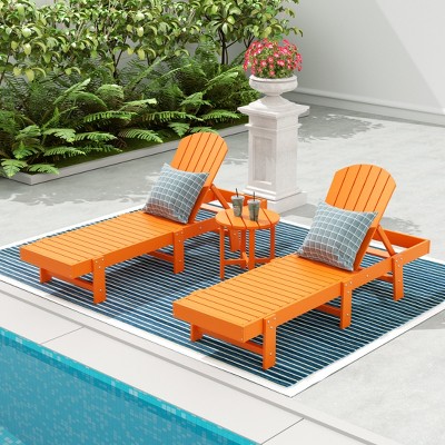 WestinTrends Dylan 3 Piece Adirondack Poly Reclining Chaise Lounge