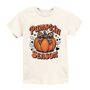 The Juniper Shop Coquette Pumpkin Season Leopard Youth Short Sleeve Tee - S - Cream - 1 of 4