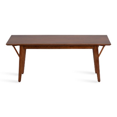 McCutcheon Solid Mango Wood Mid-Century Bench, 45" Brown