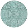 Teal Blue Aqua And Gray Floral Washable Indoor Outdoor Area Rug - 4 of 4
