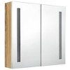 vidaXL LED Bathroom Mirror Cabinet White and Oak 24.4 in.x5.5 in.x23.6 in. - 3 of 4