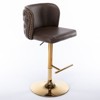 NicBex Bar Stools Set of 2 Height Adjustable Swivel PU Leather Counter Stools with Button Tufted Back and Gold Base for Bar, Kitchen - 3 of 4