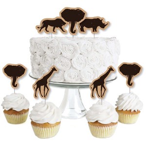 Big Dot of Happiness Wild Safari - Dessert Cupcake Toppers - African Jungle Adventure Birthday Party or Baby Shower Clear Treat Picks - Set of 24 - 1 of 4