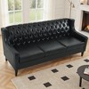GDFStudio Toynbee Mid Century Modern Wood and Polyester 3 Seat Tufted Backrest Sofa with Rivet Design - 4 of 4