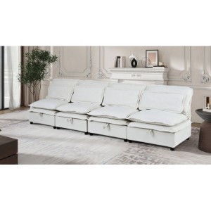 Dual-Cushion Modular Sofa, Customizable, 4-Seat with Storage, 4 Pillows Included, Ideal for Living Rooms, Offices, and Apartments - 1 of 4