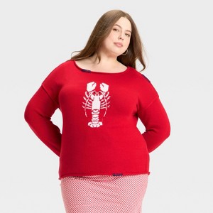 Women's Wide Crewneck Americana Pullover Sweater - Wild Fable™ - 1 of 3