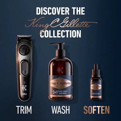 King C. Gillette Men's Beard Oil with Argan Oil - 1 fl.oz: For All Hair Types, Normal Skin, Bergamot and Cedar Scent