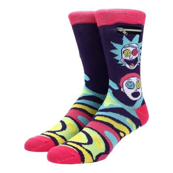 Rick & Morty Rainbow Fever Men's Casual Crew Socks