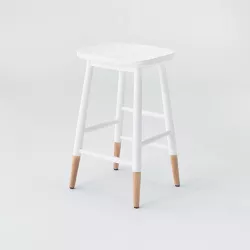 Haddonfield All Wood Backless Counter Height Barstool White - Threshold™ designed with Studio McGee