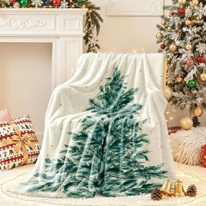 Lomsoe Christmas Tree Pattern Blanket, Christmas Decorations Gifts, Flannel Winter Holiday Blanket, Cozy Soft Christmas Throws for Couch Sofa Bed - 1 of 4
