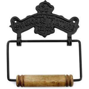 AuldHome Design Farmhouse Cast Iron Toilet Paper Holder; Wall Mount Vintage Decor Style Black TP Hanger - 1 of 4