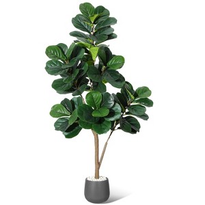 Fiddle Leaf Fig Tree Artificial with 108 Leaves, Indoor Fake Floor Plant for Home Office Living Room Decor, Green - 1 of 4